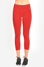 Load image into Gallery viewer, MOPAS Soft Stretch Nylon Blend Unlined Capri Length Leggings with Ribbed Elastic Waistband - Fiery Red (EX004_FRE)