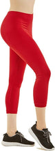 Load image into Gallery viewer, MOPAS Soft Stretch Nylon Blend Unlined Capri Length Leggings with Ribbed Elastic Waistband - Red (EX004_RED)