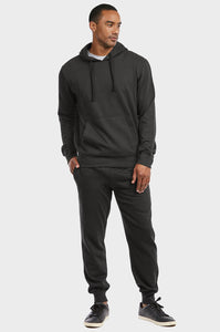 Men's Essentials Et Tu Lightweight Fabric Cotton Blend Pullover Fleece Hoodie Jacket (HD1020E_BLK)