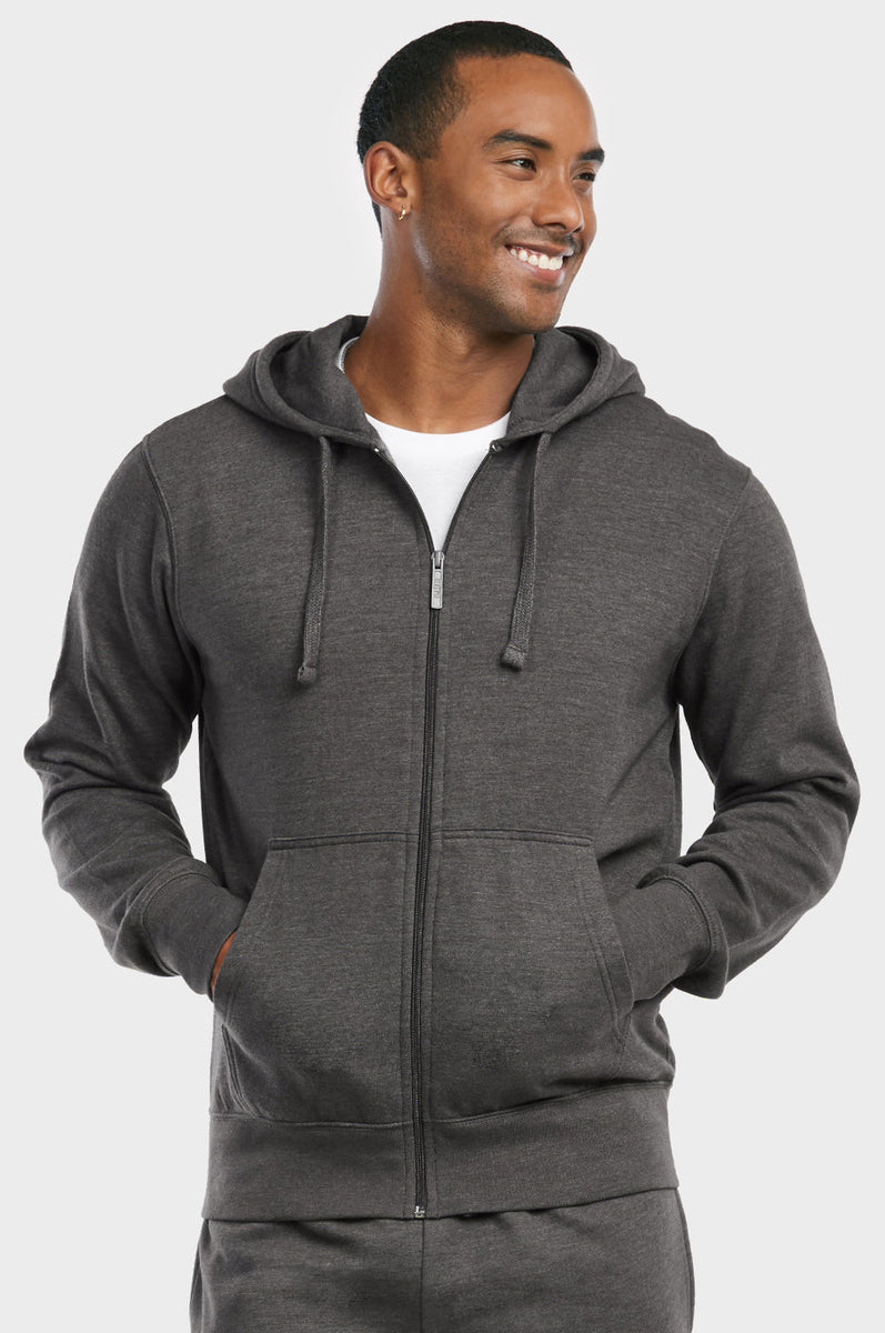 Men's Essentials Et Tu Heavy Fabric Cotton Blend Full Zip Fleece Hoodie  Jacket (HD2020E_CGY)