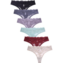 Load image into Gallery viewer, PACK OF 6 SOFRA WOMEN&#39;S NYLON BLEND FLORAL THONG (LP9076LT)