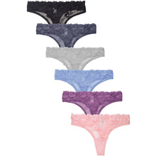 Load image into Gallery viewer, PACK OF 6 SOFRA WOMEN&#39;S NYLON BLEND FLORAL THONG (LP9079LT1)