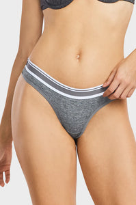 PACK OF 6 SOFRA WOMEN'S COTTON BLEND STRIPED BAND SOLID THONG (LP1551CT)
