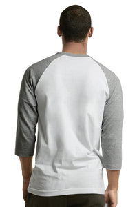 Men's Essentials Top Pro 3/4 Sleeve Raglan Baseball Tee - Light Gray White (MBT001_LGW)