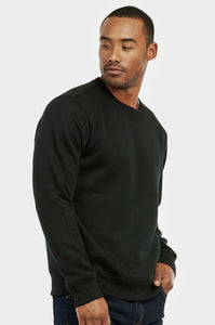 Men's Essentials Knocker Classic Relaxed Fit Pullover Crewneck Sweatshirt (SWS1000_BLK)