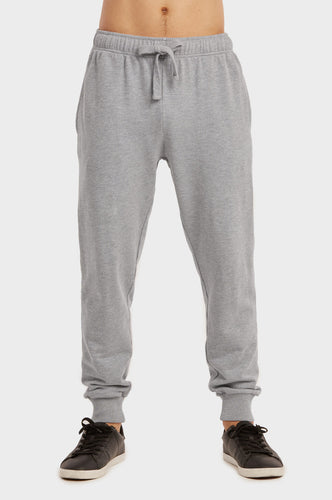 Men's Essentials Knocker Cotton Blend Solid Terry Jogger Sweat Pants - Heather Gray (SP3100_HGY)