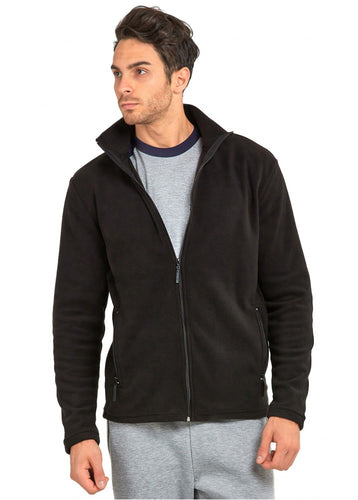 Men's Essentials Knocker Polar Fleece Zip Up Jacket (PF2000_BLK)