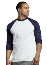 Load image into Gallery viewer, Men&#39;s Essentials Top Pro 3/4 Sleeve Raglan Baseball Tee - Navy White (MBT001_NVW)