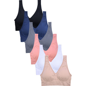 PACK OF 6 SOFRA WOMEN'S SEAMLESS SPORTS BRA (BR0124SP9 )