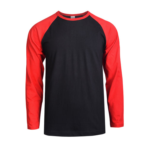 Men's Essentials Top Pro Long Sleeve Baseball Tee - Red Black (MBT002_ RDB)