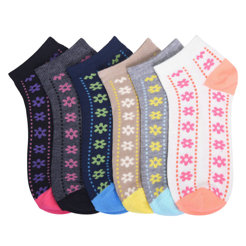 6 PAIRS | Mamia Women's Ankle Socks Set (70023_FLORET)