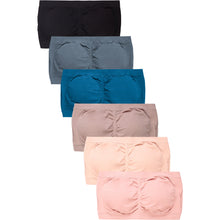 Load image into Gallery viewer, PACK OF 6 SOFRA WOMEN'S SEAMLESS REMOVABLE PADS TUBE BRAS (BR0123ST8)
