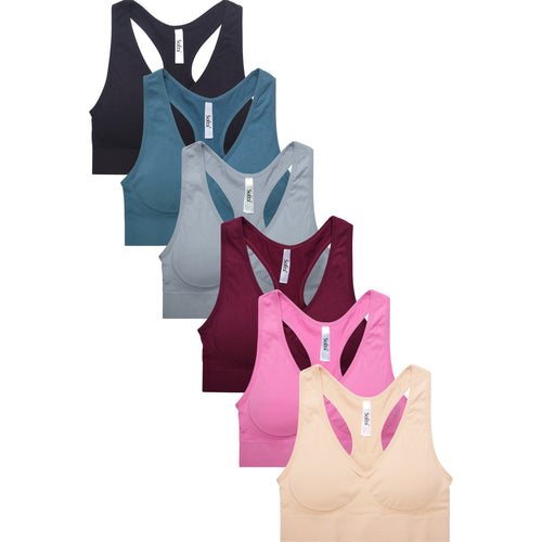PACK OF 6 SOFRA WOMEN'S SEAMLESS SPORTS BRA (BR0136SP4)