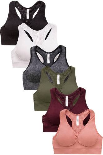 PACK OF 6 SOFRA WOMEN'S SEAMLESS SPORTS BRA (BR0237SP2)