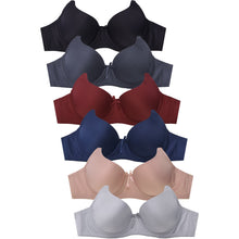 Load image into Gallery viewer, PACK OF 6 MAMIA WOMEN&#39;S PLUS FULL CUP SOLID T SHIRT BRA (BR4013P3D9)