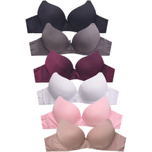 Load image into Gallery viewer, PACK OF 6 SOFRA WOMEN&#39;S FULL CUP SOLID PUSH UP T SHIRT BRA (BR4186PU1)