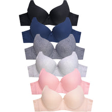 Load image into Gallery viewer, PACK OF 6 SOFRA WOMEN&#39;S PLUS FULL CUP SOLID COTTON BLEND T SHIRT BRA (BR4208P3D1)