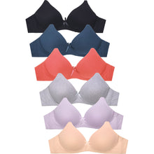 Load image into Gallery viewer, PACK OF 6 SOFRA WOMEN&#39;S WIRE FREE COTTON BLEND SOLID BRA (BR4242PN5)
