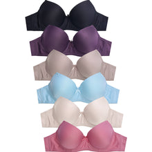 Load image into Gallery viewer, PACK OF 6 MAMIA WOMEN&#39;S FULL COVERAGE REMOVABLE STRAPS SOLID T SHIRT BRA (BR4309P7)