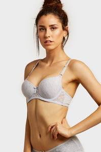 PACK OF 6 SOFRA WOMEN'S FULL COVERAGE SOLID COTTON BLEND T SHIRT BRA (BR4326P)
