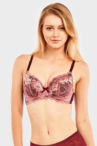 PACK OF 6 SOFRA WOMEN'S FULL CUP ALLOVER FLORAL LACE BRA (BR4348L)