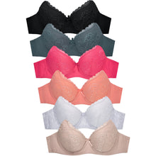 Load image into Gallery viewer, PACK OF 6 MAMIA WOMEN&#39;S PLUS FULL CUP ALLOVER FLORAL LACE BRA (BR4362L)