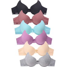 Load image into Gallery viewer, PACK OF 6 SOFRA WOMEN&#39;S FULL COVERAGE COTTON BLEND SOLID T SHIRT BRA (BR4383P)