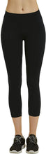 Load image into Gallery viewer, MOPAS Soft Stretch Nylon Blend Unlined Capri Length Leggings with Ribbed Elastic Waistband - Black (EX004_BLK)