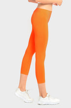 Load image into Gallery viewer, MOPAS Soft Stretch Nylon Blend Unlined Capri Length Leggings with Ribbed Elastic Waistband - Neon Orange (EX004_NOR)
