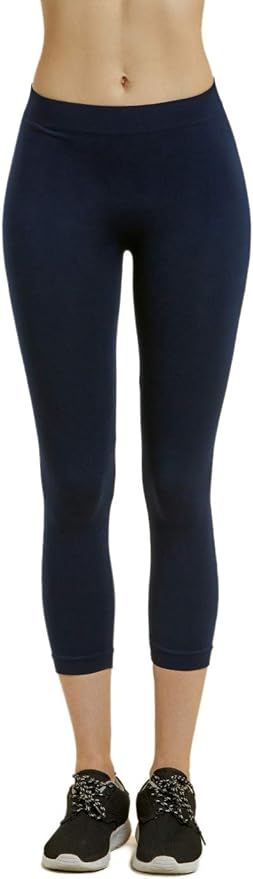 MOPAS Soft Stretch Nylon Blend Unlined Capri Length Leggings with