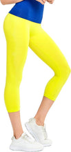 Load image into Gallery viewer, MOPAS Soft Stretch Nylon Blend Unlined Capri Length Leggings with Ribbed Elastic Waistband - Yellow (EX004_YEL)