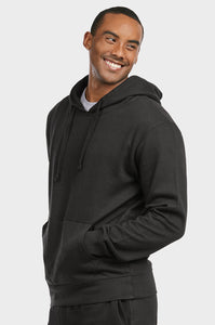 Men's Essentials Et Tu Lightweight Fabric Cotton Blend Pullover Fleece Hoodie Jacket (HD1020E_BLK)