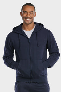 Men's Essentials Et Tu Heavy Fabric Cotton Blend Full Zip Fleece Hoodie Jacket (HD2020E_NVY)