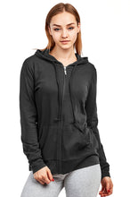 Load image into Gallery viewer, Women's Essentials Sofra Lightweight Full Zip Cotton Hoodie Sweater Black (HDC7000_BLK)