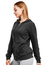 Load image into Gallery viewer, Women's Essentials Sofra Lightweight Full Zip Cotton Hoodie Sweater Black (HDC7000_BLK)