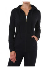 Load image into Gallery viewer, Women's Essentials Sofra Lightweight Full Zip Cotton Hoodie Sweater Black (HDC7000_BLK)