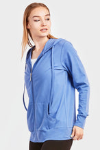 Load image into Gallery viewer, Women's Essentials Sofra Lightweight Full Zip Cotton Hoodie Sweater Blue (HDC7000_BLU)
