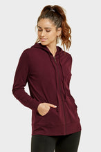 Load image into Gallery viewer, Women's Essentials Sofra Lightweight Full Zip Cotton Hoodie Sweater Burgundy (HDC7000_BUR)