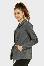 Load image into Gallery viewer, Women's Essentials Sofra Lightweight Full Zip Cotton Hoodie Sweater Charcoal Gray (HDC7000_CGY)