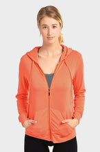 Load image into Gallery viewer, Women's Essentials Sofra Lightweight Full Zip Cotton Hoodie Sweater Coral (HDC7000_COR)