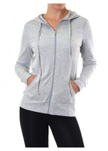 Load image into Gallery viewer, Women's Essentials Sofra Lightweight Full Zip Cotton Hoodie Sweater Heather Gray (HDC7000_HGY)