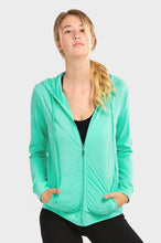 Load image into Gallery viewer, Women's Essentials Sofra Lightweight Full Zip Cotton Hoodie Sweater Mint (HDC7000_MNT)