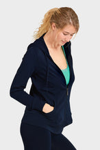Load image into Gallery viewer, Women's Essentials Sofra Lightweight Full Zip Cotton Hoodie Sweater Navy (HDC7000_NVY)