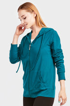 Load image into Gallery viewer, Women's Essentials Sofra Lightweight Full Zip Cotton Hoodie Sweater Peacock (HDC7000_PCK)
