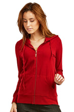 Load image into Gallery viewer, Women's Essentials Sofra Lightweight Full Zip Cotton Hoodie Sweater Re (HDC7000_RED)