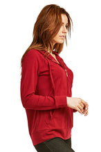 Load image into Gallery viewer, Women's Essentials Sofra Lightweight Full Zip Cotton Hoodie Sweater Re (HDC7000_RED)