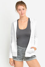 Load image into Gallery viewer, Women's Essentials Sofra Lightweight Full Zip Cotton Hoodie Sweater White (HDC7000_WHT)