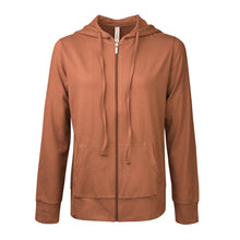 Load image into Gallery viewer, Women's Essentials Sofra Lightweight Full Zip Cotton Hoodie Sweater Brick (HDC7000_BRK)