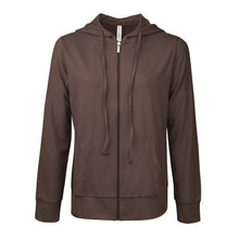 Load image into Gallery viewer, Women's Essentials Sofra Lightweight Full Zip Cotton Hoodie Sweater Brown (HDC7000_BRW)