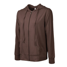 Load image into Gallery viewer, Women's Essentials Sofra Lightweight Full Zip Cotton Hoodie Sweater Brown (HDC7000_BRW)